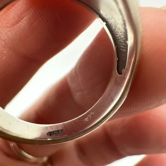 Sterling silver, marked "GSX" turquoise round cabochon ring! - Picture 7 of 10